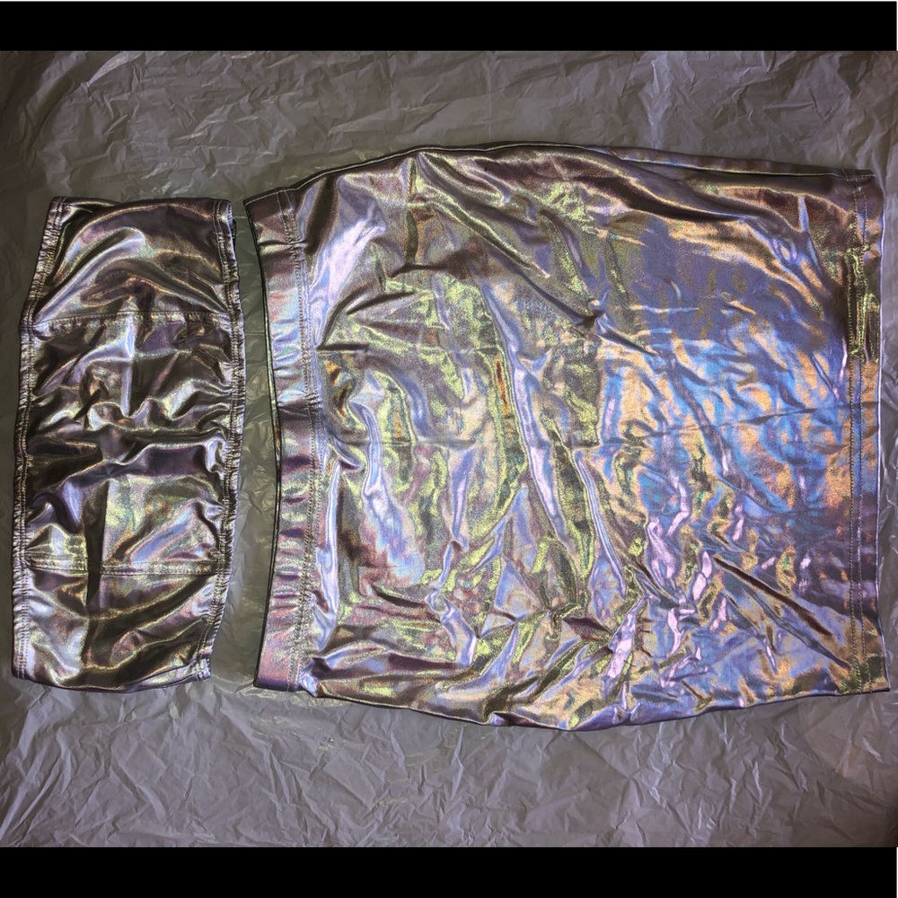 Two piece silver skirt set